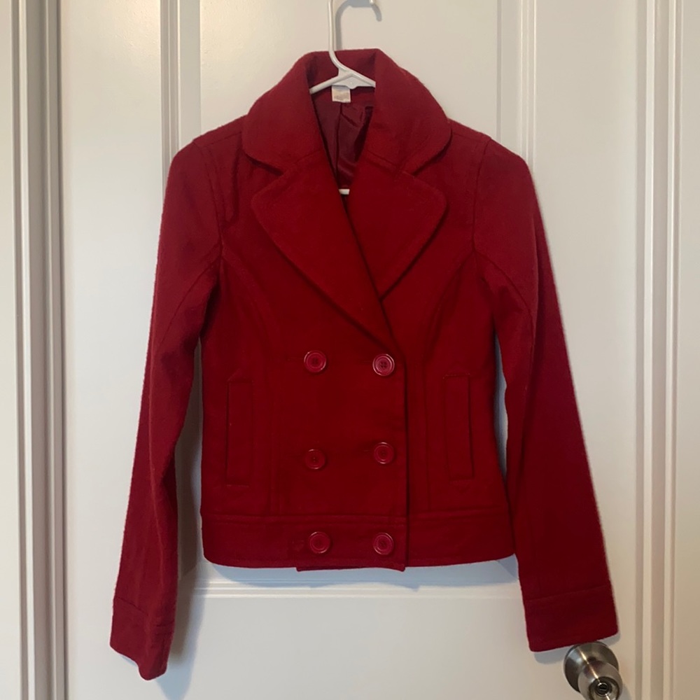 bp Recycled Wool Blend Red Pea Coat